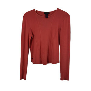 RALPH Ralph Lauren Black Label Women's Knit Top Rust Orange Large 100% Cotton